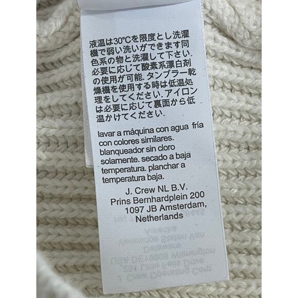 J.Crew Cream Faux Neck 100% Cotton Ribbed Chunky Knit Sweater Reg Size M - Picture 5 of 7